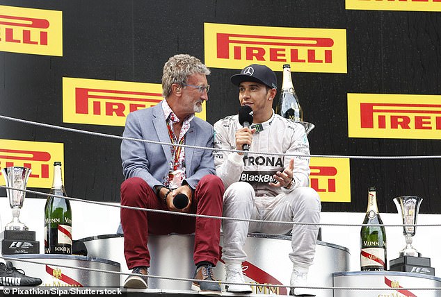 Jordan with Lewis Hamilton during the Spanish Formula 1 Grand Prix in 2014