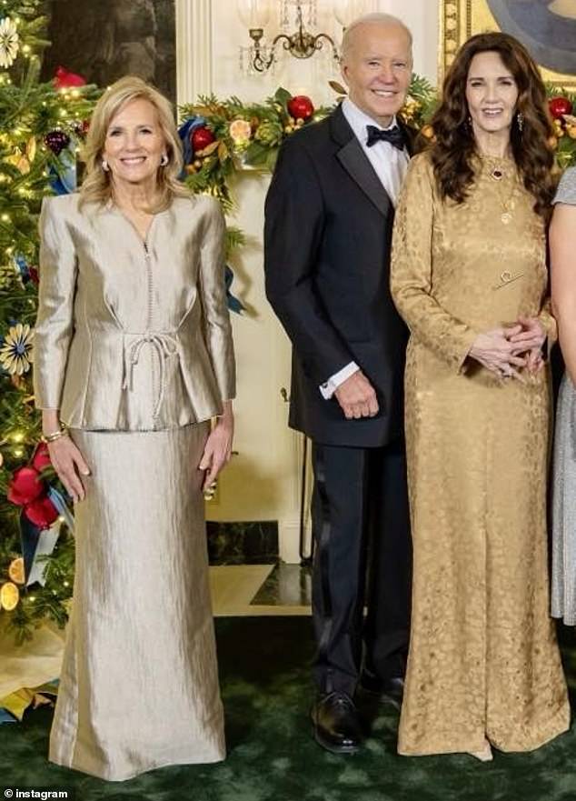 The Wonder Woman actress uploaded the photo to Instagram on Wednesday as she posed with President Joe Biden and his wife Jill Biden