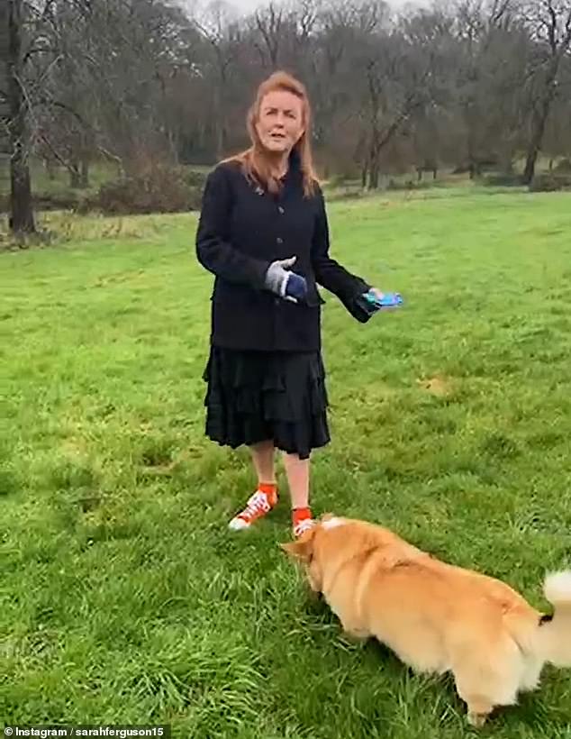 Fergie sends Christmas message with late Queens corgis in tow