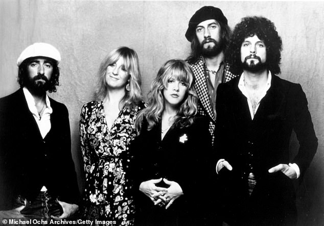 Buckingham is a member of the legendary rock band Fleetwood Mac; pictured with band members John McVie, Christine McVie, Stevie Nicks, Mick Fleetwood in 1975