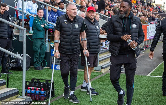 Nigel Pearson spent the final weeks of his reign as Bristol City boss on crutches