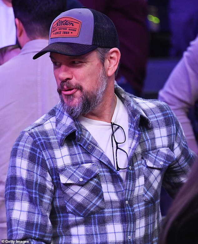 This Hollywood star traded his sleek look for a shaggy beard on Sunday as he took his family to a star-studded NBA game at the Crypto.com Arena in Los Angeles