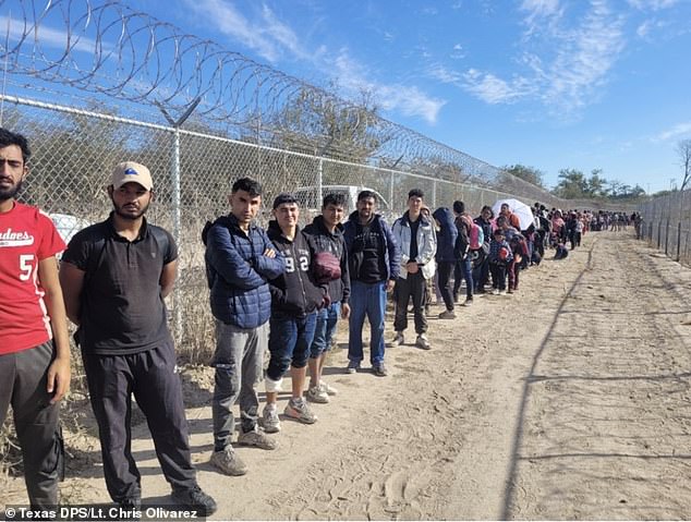 A large group of 176 illegal immigrants crossed into Maverick County on Sunday, near the border hotspot, Eagle Pass