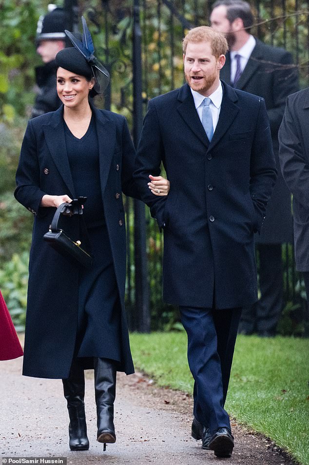 Even Prince Harry and Meghan Markle are fans. The couple bought their first Christmas tree together at the Battersea Park store in 2016. Pictured during a Christmas church service in 2018