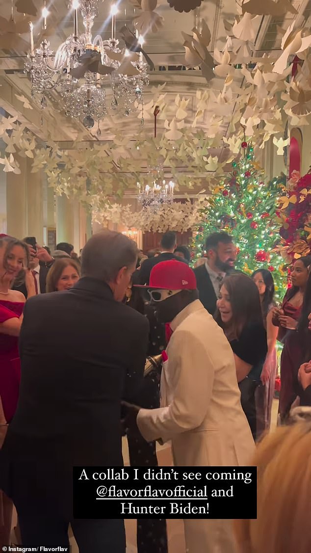 Hunter Biden (with his back to the camera) talks to Flavor Flav