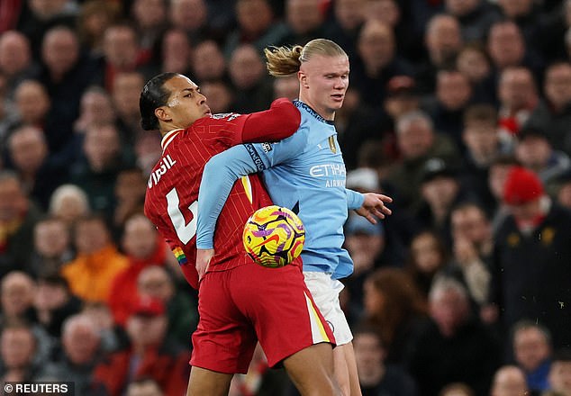 There was one moment that stood out in the second half when Van Dijk pushed Haaland aside in a rare attack