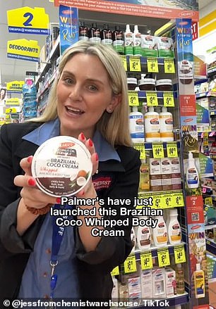 She compared the drugstore's dermatologist-approved moisturizer to Sol de Janeiro's Brazilian Bum Bum Cream, which retails for $75 a jar at Mecca Australia.