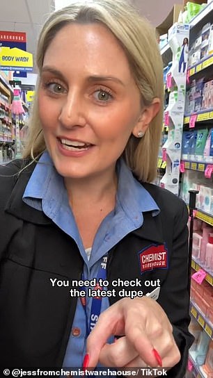 Chemist Warehouse employee Jess has unveiled a $16 'dupe' of a hugely popular US skincare brand, which costs almost six times as much