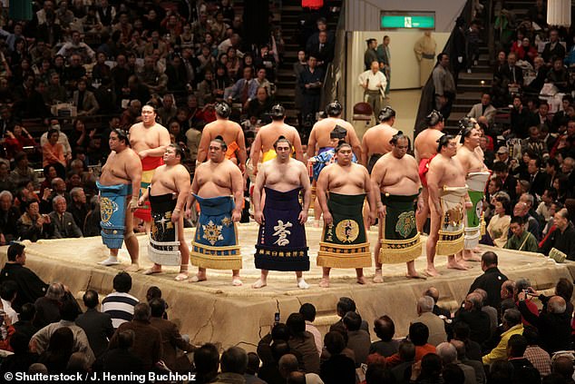 Harriet Sime watches a sumo wrestling match in Tokyo (file image) and says 'it's exciting to experience such an ancient and traditionally secret sport up close'