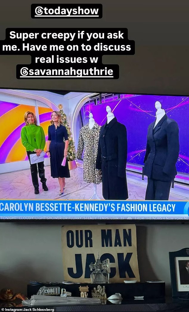 Late President John F. Kennedy's grandson Jack Schlossberg calls for his late aunt Carolyn Bessette Kennedy's clothes to be auctioned by Sotheby's