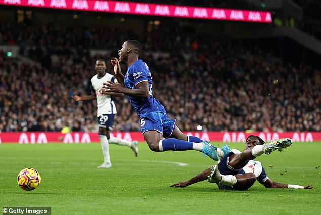 Yves Bissouma gave away a penalty when he flew into a challenge on Moises Caicedo