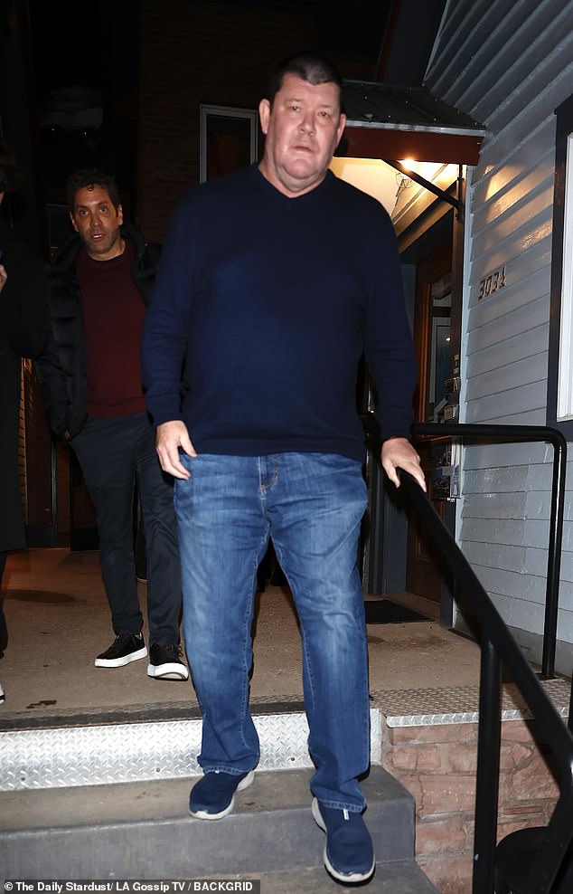 Australian businessman and investor James Packer, 57, was also in attendance, wearing jeans, navy blue sneakers and a navy blue long-sleeved shirt