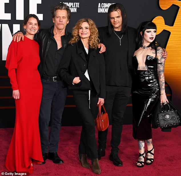 Kevin Bacon, 66, stepped out for a rare family outing with his wife, Kyra Sedgwick, 59, and their two children – Sosie and Travis – while attending the premiere of A Complete Unknown in Hollywood on Tuesday