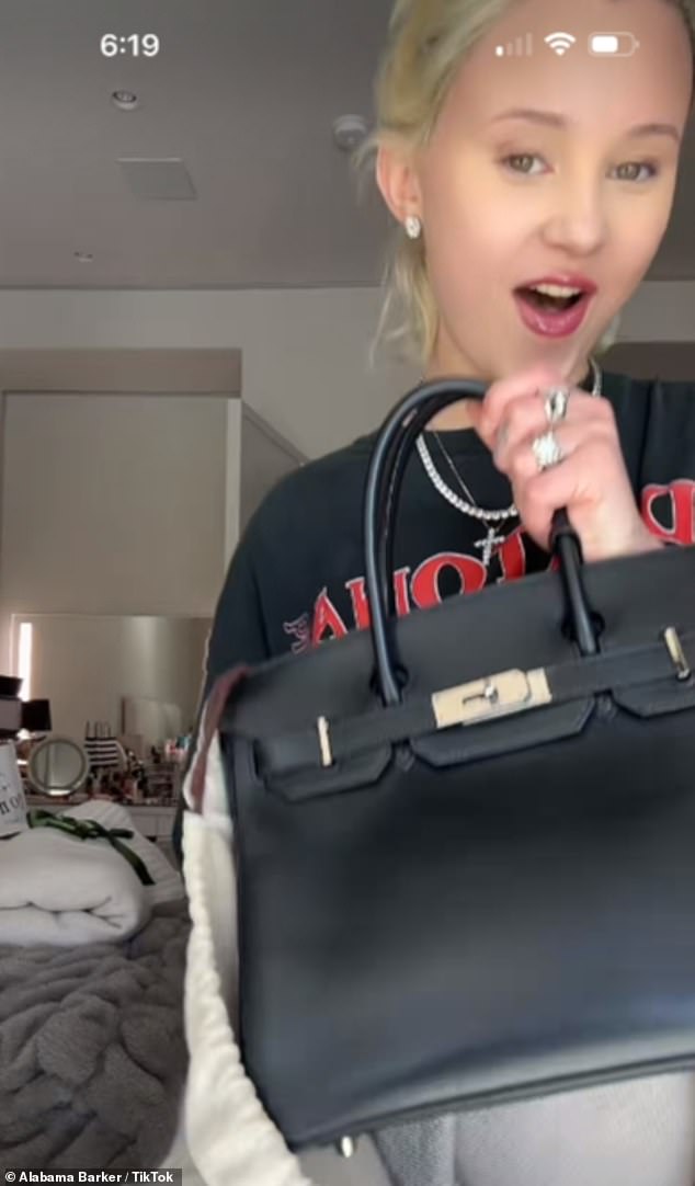 Kourtney's stepdaughter, Alabama Barker, showed off some of her lavish gifts in a new TikTok