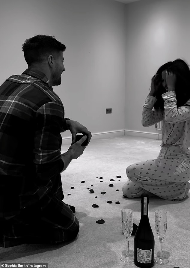 Sophia shared an update on Instagram on Friday, sharing the happy news with a sweet black and white clip of the proposal