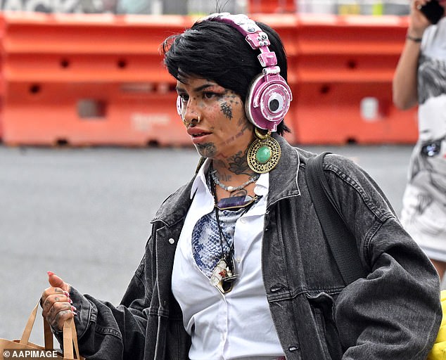 Liliana Goodson has been sentenced to 12 months after bringing a gold firearm to Australia. Four months will be served in full custody (photo: arrival at court on Monday)