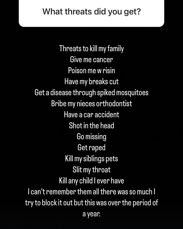 Her unexpected career change came just hours after she posted a series of disturbing posts about being a victim of 'narcissistic abuse' and dealing with death threats