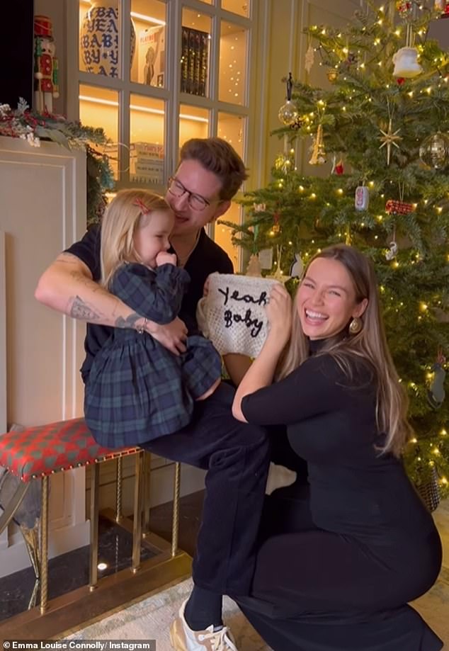 The couple took to Instagram on New Year's Eve to share the happy news, with Emma showing off her baby bump in a sweet video as they fussed over their two-year-old daughter Bonnie.