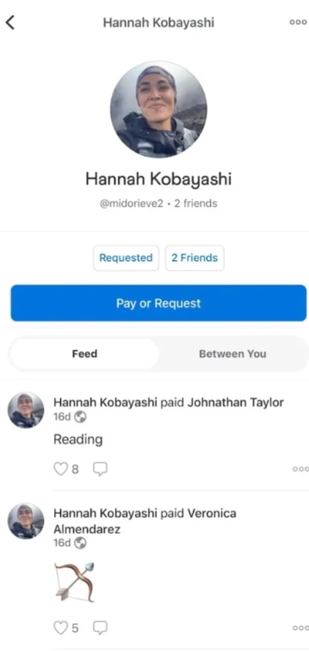 Hannah sent two people money on Venmo after missing her flight to New York