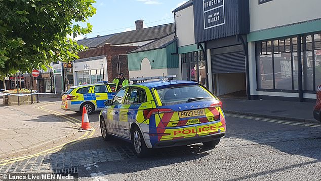 Lancashire Constabulary has cordoned off Moor Street in Ormskirk following the double stabbing in the town