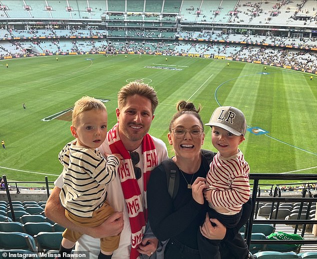 Melissa previously worked for the Victorian State Government in the road law sector and said she was pleasantly surprised by how much she enjoyed her new job. Pictured with husband Bryce Ruthven and their twin sons Levi and Tate, three