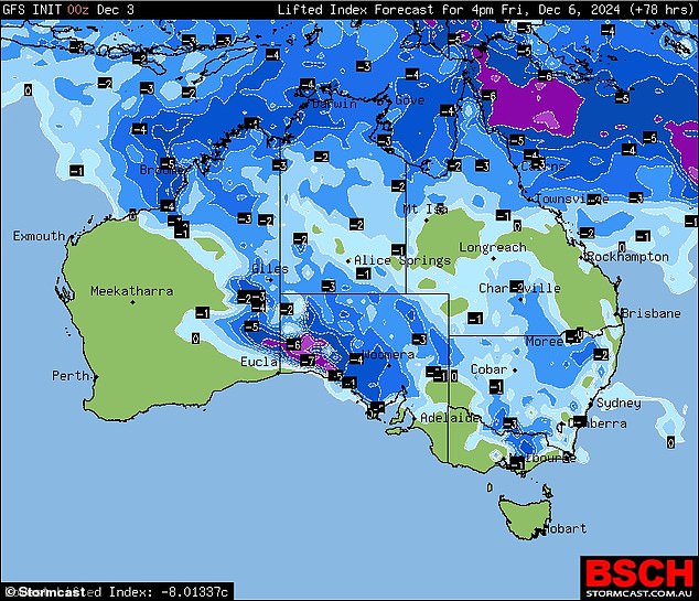 An upcoming rain bomb will destroy large parts of Australia in the coming days