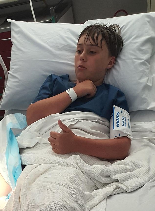 James Sweetman (pictured) narrowly escaped injury after being bitten by a three-foot shark on Cape Burney Beach on Sunday