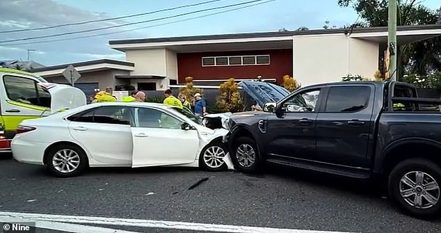 His Ford Ranger had crashed into an Uber taxi carrying a mother and her four-year-old daughter