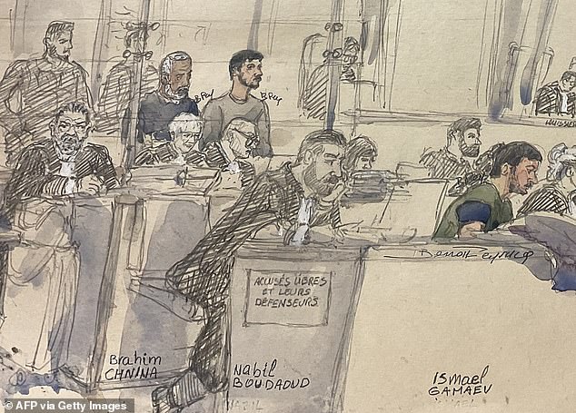 Defendant Brahim Chnina sits during the trial of eight adults accused of contributing to the climate of hatred that led to the 2020 beheading of an 18-year-old Islamist radical, teacher Samuel Paty, on November 4