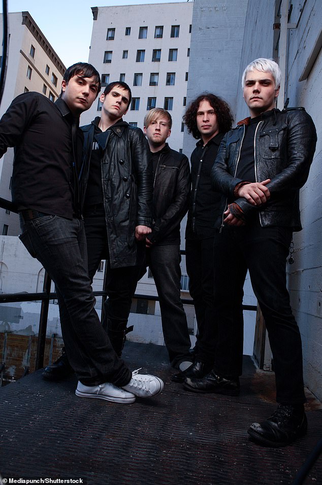 Members of My Chemical Romance have broken their silence following the death of drummer Bob Bryar at the age of 44; (L-R) Frank Iero, Mikey Way, Bryar, Ray Toro and Gerard Way