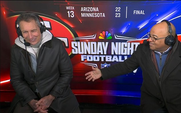 NFL fans expressed concern about the hands of NBC commentator Cris Collinsworth (left)