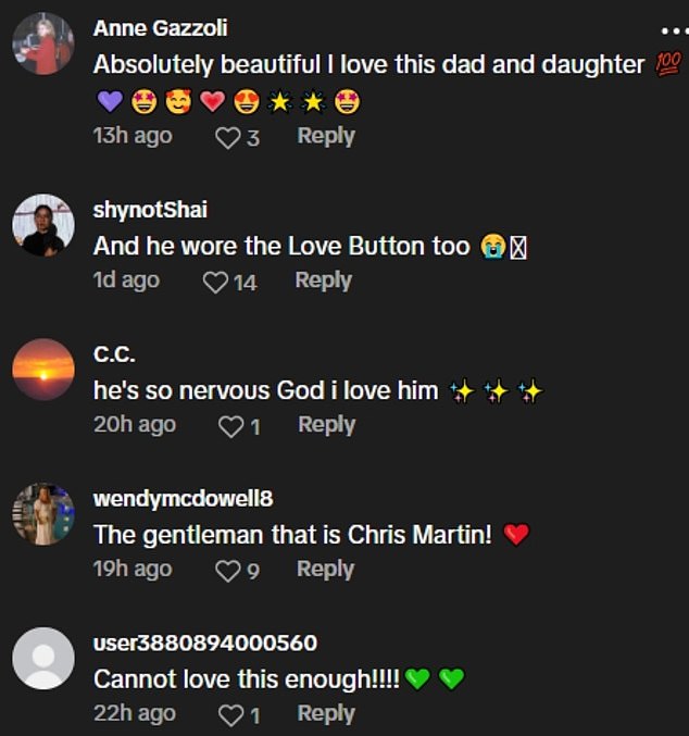 Nervous Chris Martin sends fans into meltdown as daughter Apple