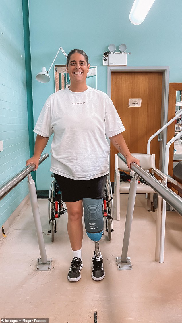 Megan Pascoe (pictured), 33, suffered catastrophic injuries after her foot was run over by a riding mower at her new home in Paxton, in the Hunter Region of NSW, on October 26.