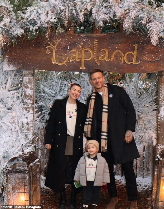 Olivia and Alex Bowen had an emotional day out with their son in Lapland UK on Sunday as they prepared for Christmas