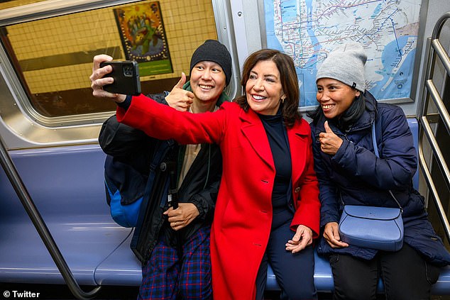 Kathy Hochul took a beating from Republicans and Democrats for posting photos bragging about the safety of the New York City subway system hours after a woman was burned alive