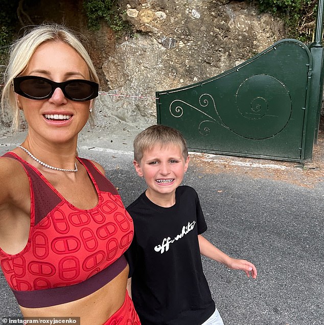 Roxy Jacenko, 44, (left) revealed the shocking Christmas wish list her son Hunter Curtis, 10, (right) presented to her on Sunday