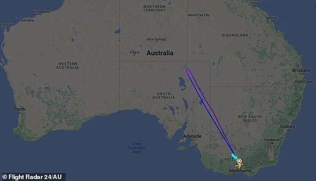 The Airbus was approaching the border between South Australia and the Northern Territory when it made a U-turn