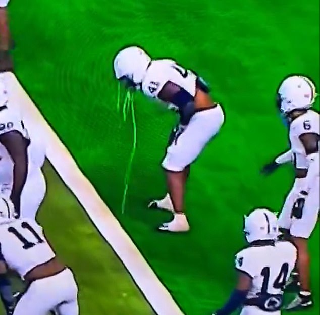 Penn State star Kobe King was seen throwing up on the court during their game against Oregon