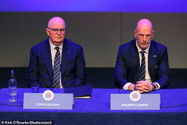 Interim Rangers chairman John Gilligan and boss Philippe Clement attended the club's AGM