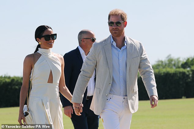 Harry and Meghan's flashy appearance in Polo comes at the start of episode five, when Harry plays a charity polo match for his non-profit organization Sentebale.