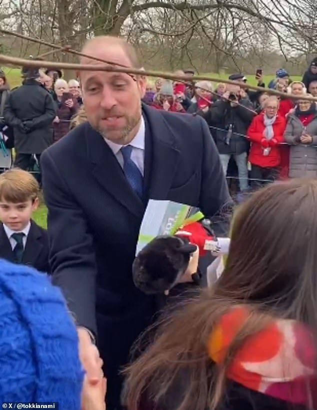 The Prince of Wales, 42, officially stepped into dad mode as he greeted friendly well-wishers