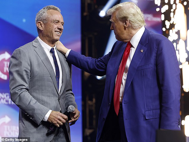 RFK Jr. and former President Donald Trump during a campagnerally