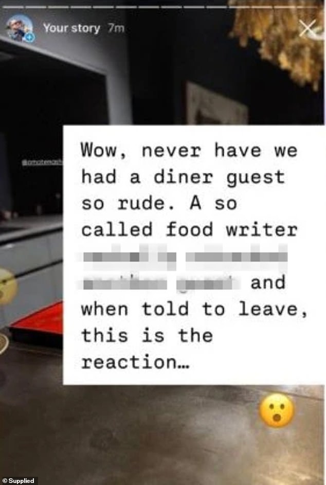 Mr Colwill responded to an Instagram story from Wood in which he called his restaurant 'probably the worst overpriced diner in Hobart'