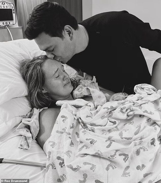 Her daughter Alex, 27, revealed in June that she and husband Mauricio Scott were expecting their first-born child this winter; in the photo in the delivery room