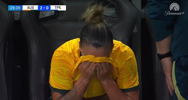 Returning Matildas star tears up as she is heartbreakingly forced