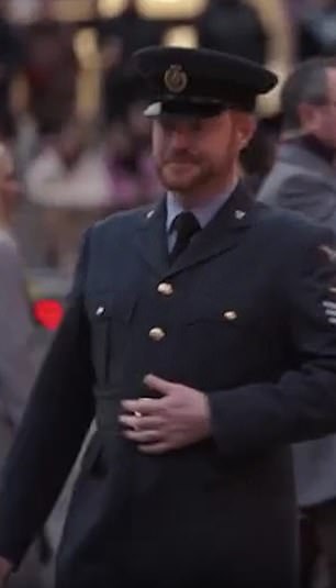 The Duke of Sussex's doppelgänger, sporting the prince's signature red beard, looked jovial as he walked around the entrance to Westminster Abbey.