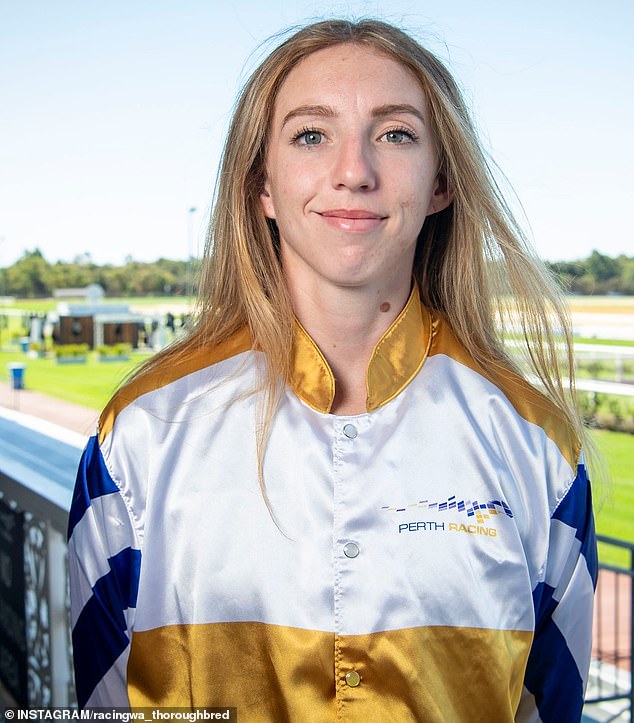 Australian jockey Cassey Martinan cheated death on Sunday after a horrific fall at the Pinjarra circuit in Western Australia