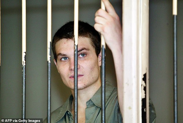 Scott Rush is pictured in a cell at Bali Police Station in October 2005