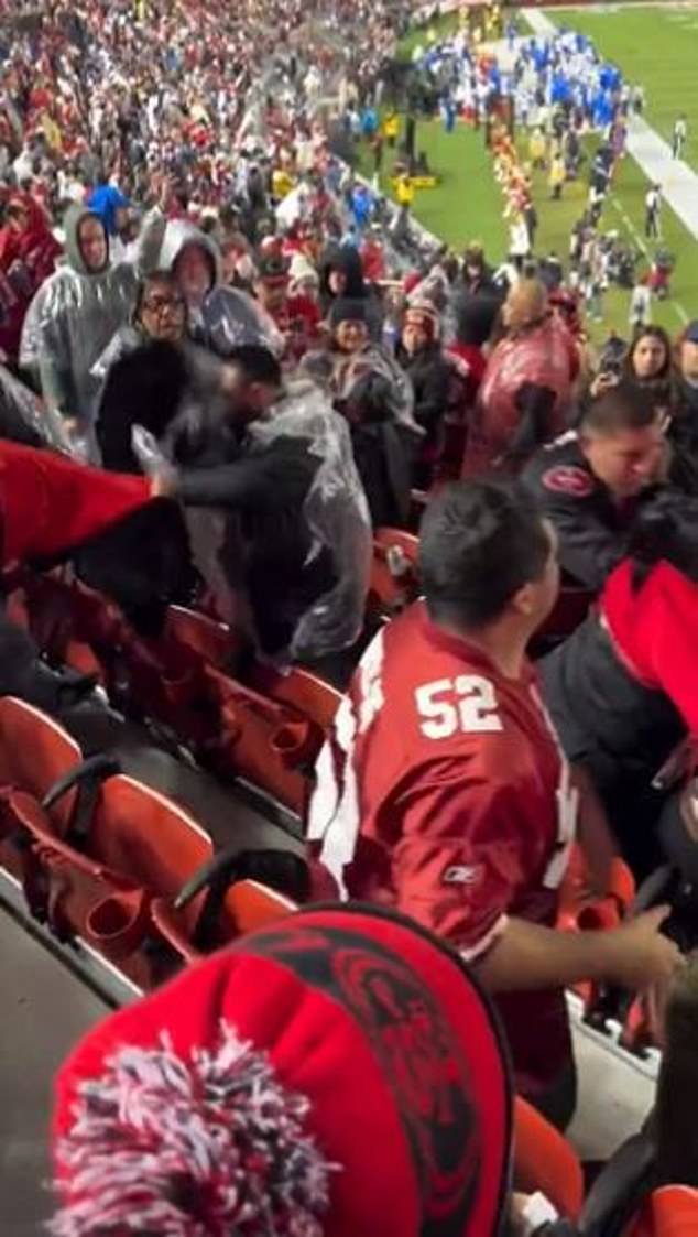 A large group of San Francisco 49ers fans got into a fight in the stands of Levi's Stadium