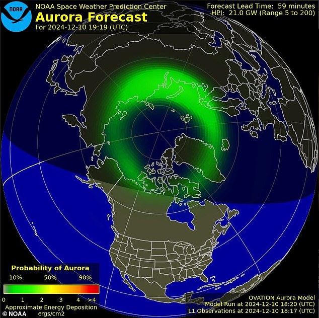 This impending explosion of solar plasma and radiation could also bring the Northern Lights to parts of the northern US, although the chances of visibility are slim